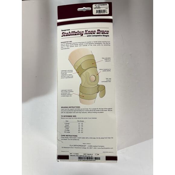 FLA ORTHOPEDICS Stabilizing SM Knee Brace w/Composite Hinges Beige New in Box - Picture 2 of 16